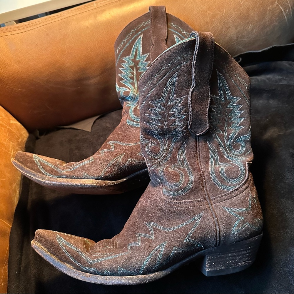 Old Gringo cowboy boots brown suede embroidered coastal cowgirl leather western - Picture 3 of 17